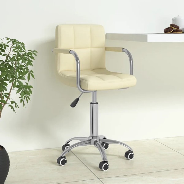 BüRostuhl Drehbar Stoff Creme Mit Rollen Und HöHenverstellbar-image