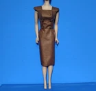 Vintage Look Barbie Dress, Sheath With matching Buttons, Chocolate OOAK
