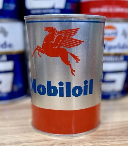 Vintage Mobil Mobiloil Outboard Motor Oil Can Quart Empty