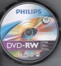 PHILIPS - Lot de 10 DVD-RW r�enregistrables 4,7 GB - 120 min - 4xspeed s/blister