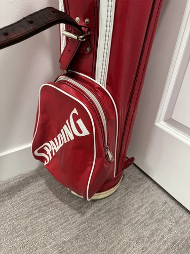 Spalding Golf Bag Red & White Thin Pencil Cart Bag 8" Single Strap Classic 80s - Picture 2 of 9
