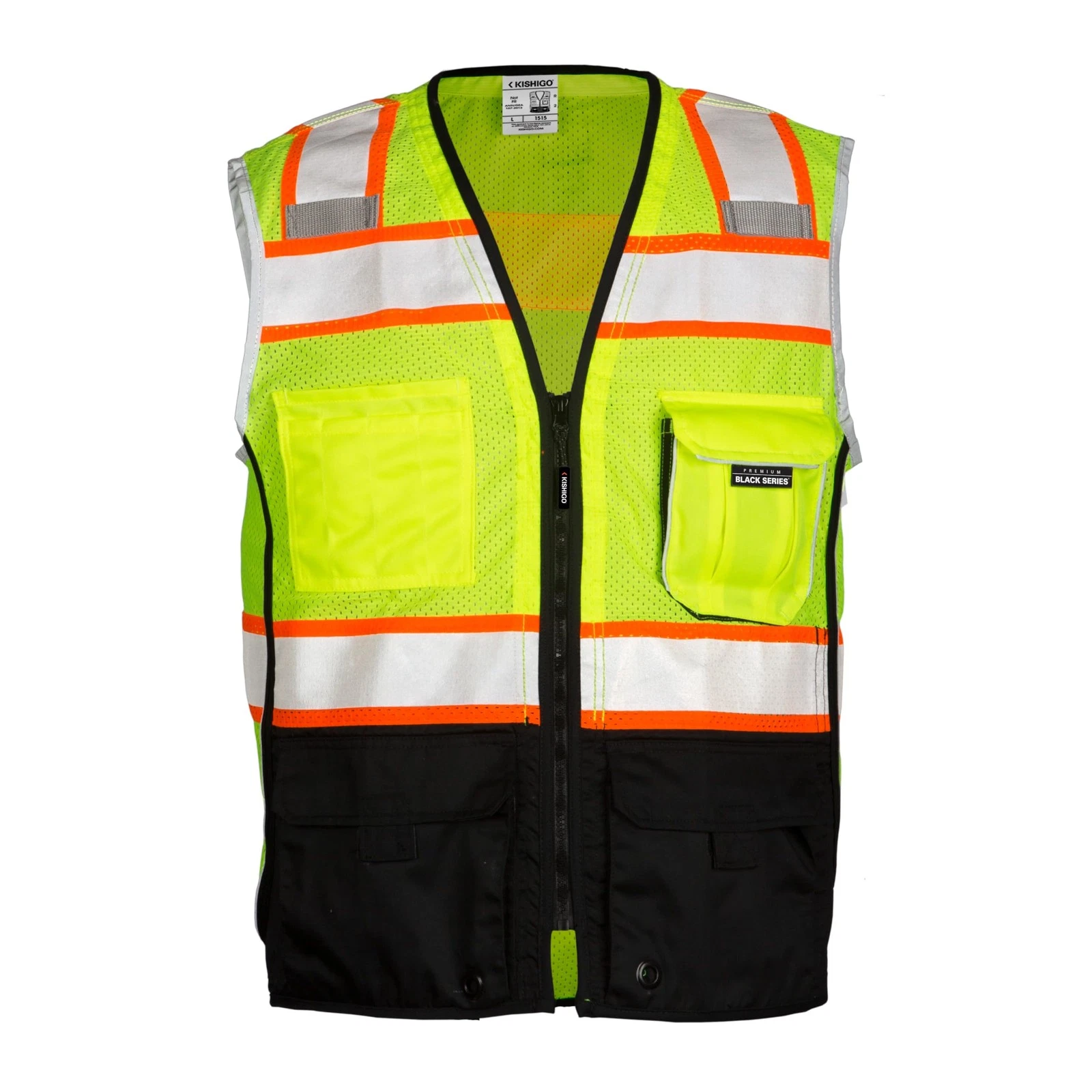 Kishigo Men's High Visibility Reflective Premium Black Series Black Bottom Ve... image 1