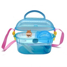 Portable Hamster Cage Syrian Hamster Carry Travel Cage with Water Bottle Food...