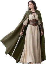 Medieval Hooded Cloak Linen Renaissance Cape with Hood - Halloween Hobbit