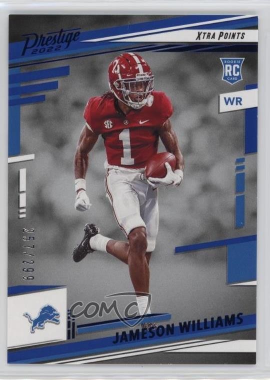 2022 Prestige Rookies Xtra Points Blue /299 Jameson Williams #307 Rookie RC rf2