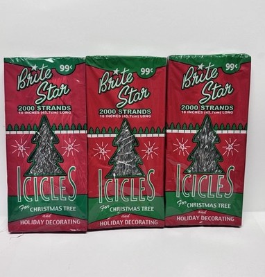 Lot of 3 Vtg Style Brite Star 18  Icicles Christmas Tree 2000 Strand Tinsel USA 