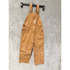 Carhartt Boys Tan Khaki Canvas Bib Overalls Size 7 Workwear Durable