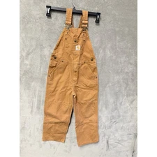 Carhartt Boys Tan Khaki Canvas Bib Overalls Size 7 Workwear Durable