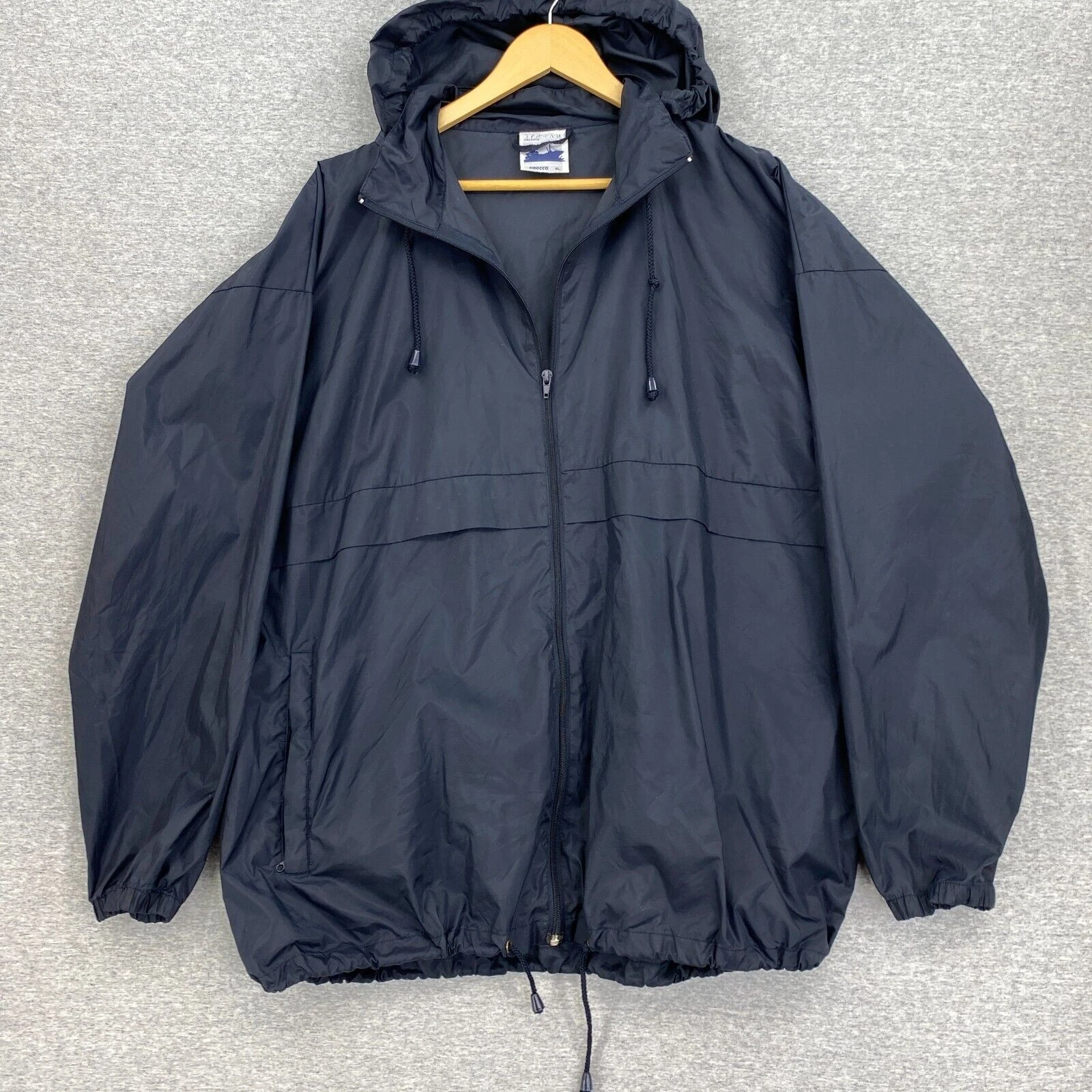 Stream Jackets Mens Extra Large Blue Sirocco Packable Windbreaker Hood Full Zip