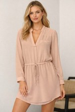Akira Naked Zebra Long Sleeve Blush Pink Dress