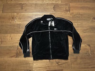 Vintage Y2K Karl Kani Black Velour Full Zip Track Jacket - Men's