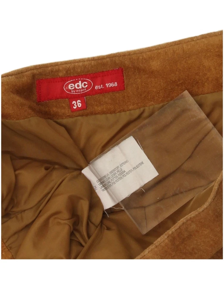 Mini-saia ESPRIT feminina EDC camurça UE 36 pequena W32 couro marrom DE15 - Imagem 3 de 3