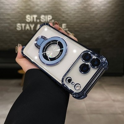 For iPhone 17 Pro Max Air 16 15 14 13 12 11 Mag Safe Case Ring Stand Lens Cover