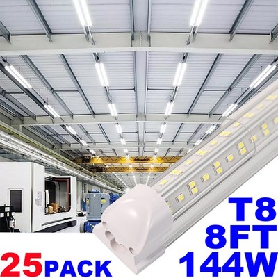 144w T8 LED Tube Lights  8ft LED Shop Light Ceiling Fixture 6500K 25 PACK