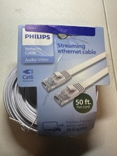 Philips Cat6 Ethernet Cable, 50 ft. Flat 10Gbps Speed Streaming Ethernet - White