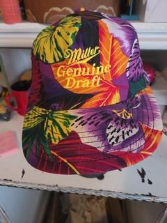 Vintage Miller Genuine Draft Beer Floral Snap Back Hat 90s Trucker Grandpacore