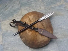 Handmade Full Tang Functional Spear Sharp Blade with Leather Sheath Cover