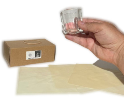 FIND THE HOLE COIN PENETRATION REAL Shot GLASS Close Up Magic Trick Rubber Sheet