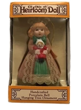 Vintage Lil Chimers Jasco Heirloom Doll Porcelain Bell Christmas Ornament in Box