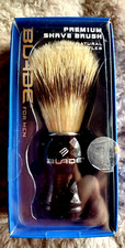 PREMIUM SHAVER Brush 100 Natural Boar Bristles NIB  BLADE for Men