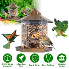 6 Ports Bird Feeder Hanging Seed Station for outside Wild Bird Feeders Garden US