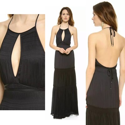 2 $698 NWT DVF Diane von Furstenberg Long Black ADEN Pleated Halter Maxi  Dress | eBay