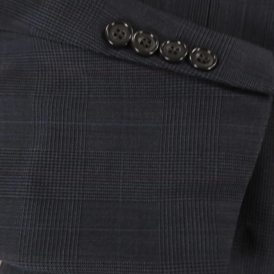 Chaqueta a Cuadros Príncipe de Gales de Colección M MT Azul Glen Cuadros 100% Lana Blazer EE. UU. 42L Foto 4 de 4