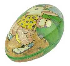 Western Germany Paper Easter Egg Container Velveteen Flocked White Bunny Toy
