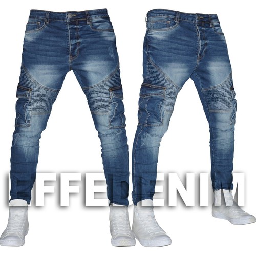 Jeans Uomo Cargo Tasconi laterali pantaloni con strappi W29 Taglia 42 / 43  8329 | eBay