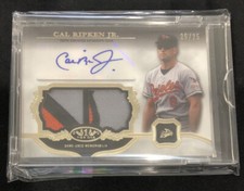 2013 Topps Tier One Cal Ripken Jr THREE COLOR GAME PATCH AUTO SP /25 HOF ORIOLES