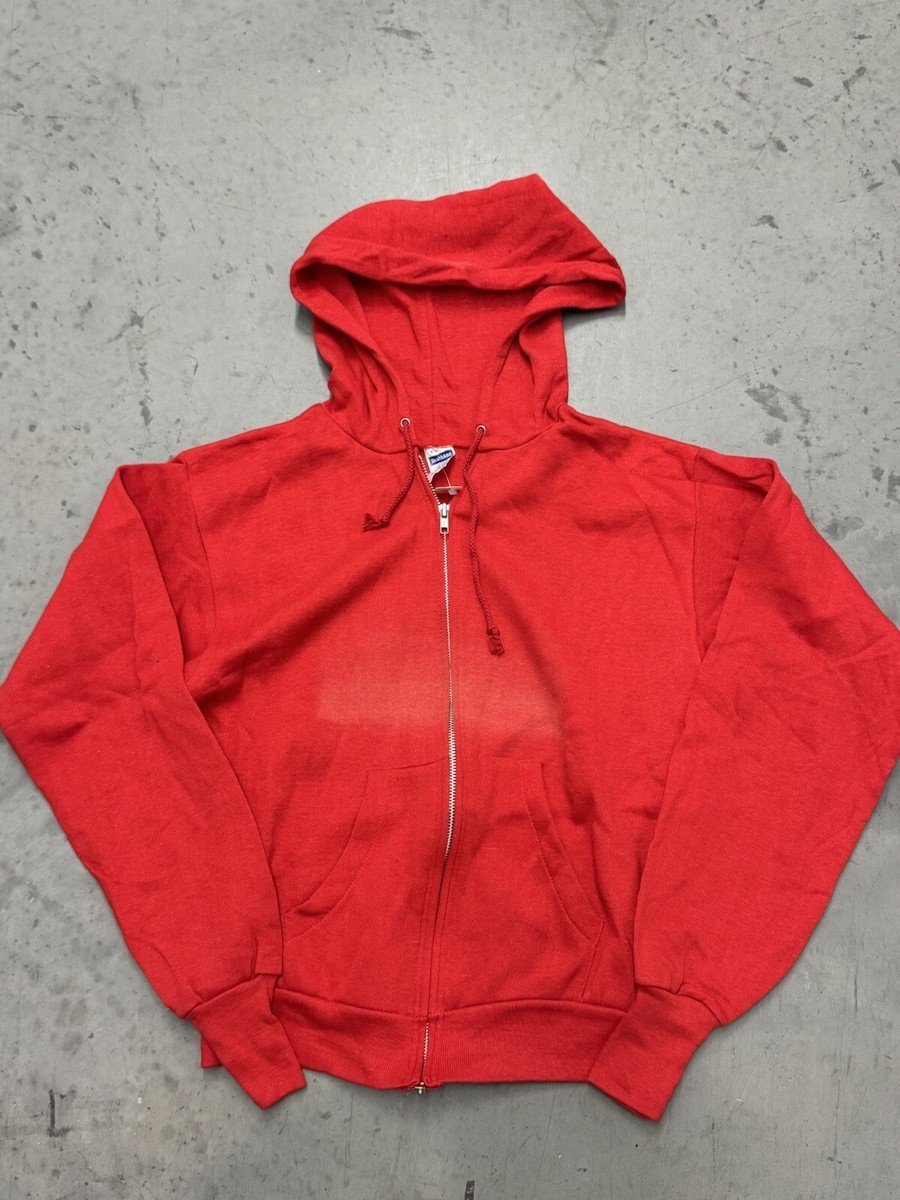 Vintage 70s 80s Healthknit Red Zip Up Hooded Sweatshirt SIZE Vintage 70s 80s Healthknit Red Zip Up Hooded Sweatshirt SIZE
