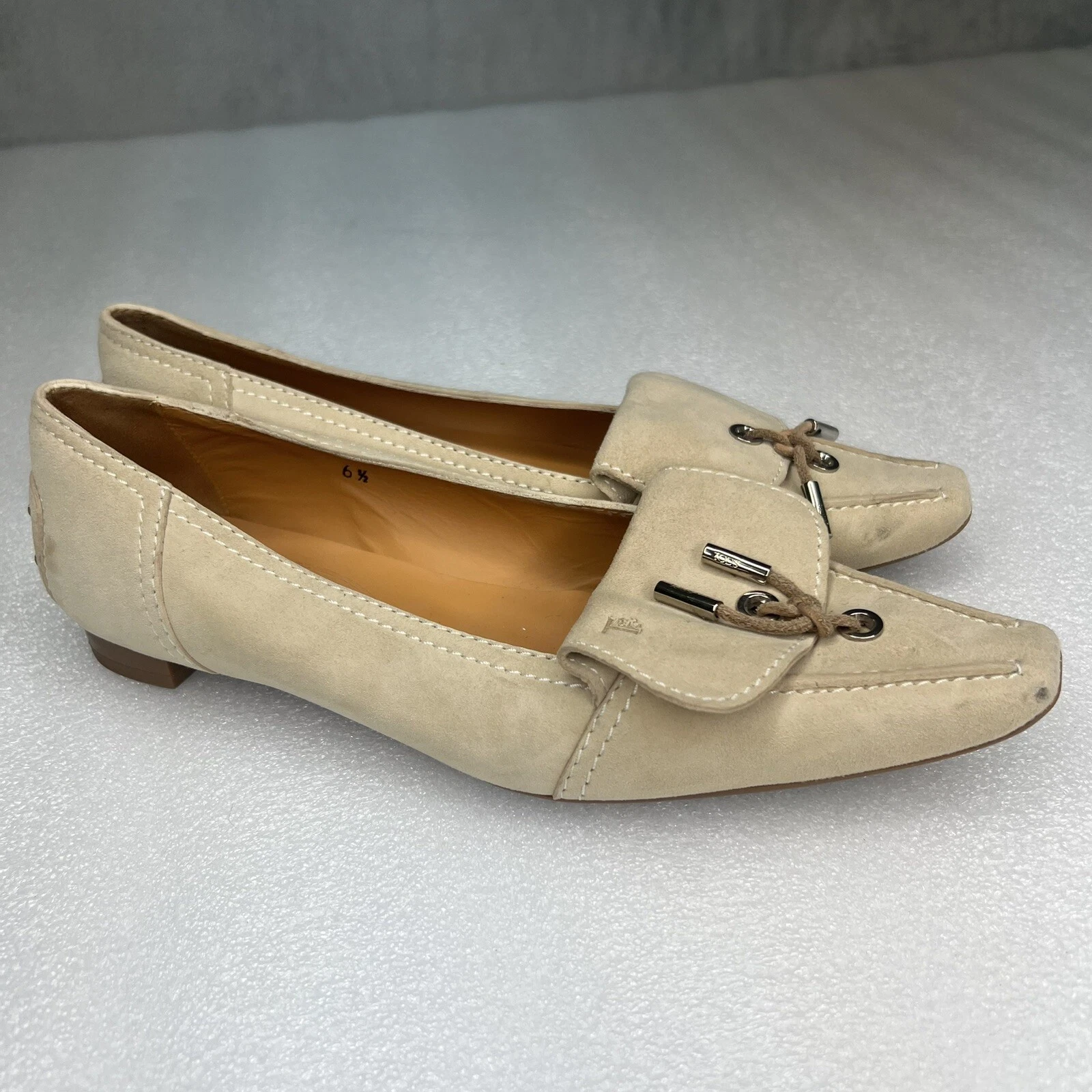 Tod’s Scarpe da Guida Mocassini Nappe Sabbia Beige Donna Taglia 6 5 7