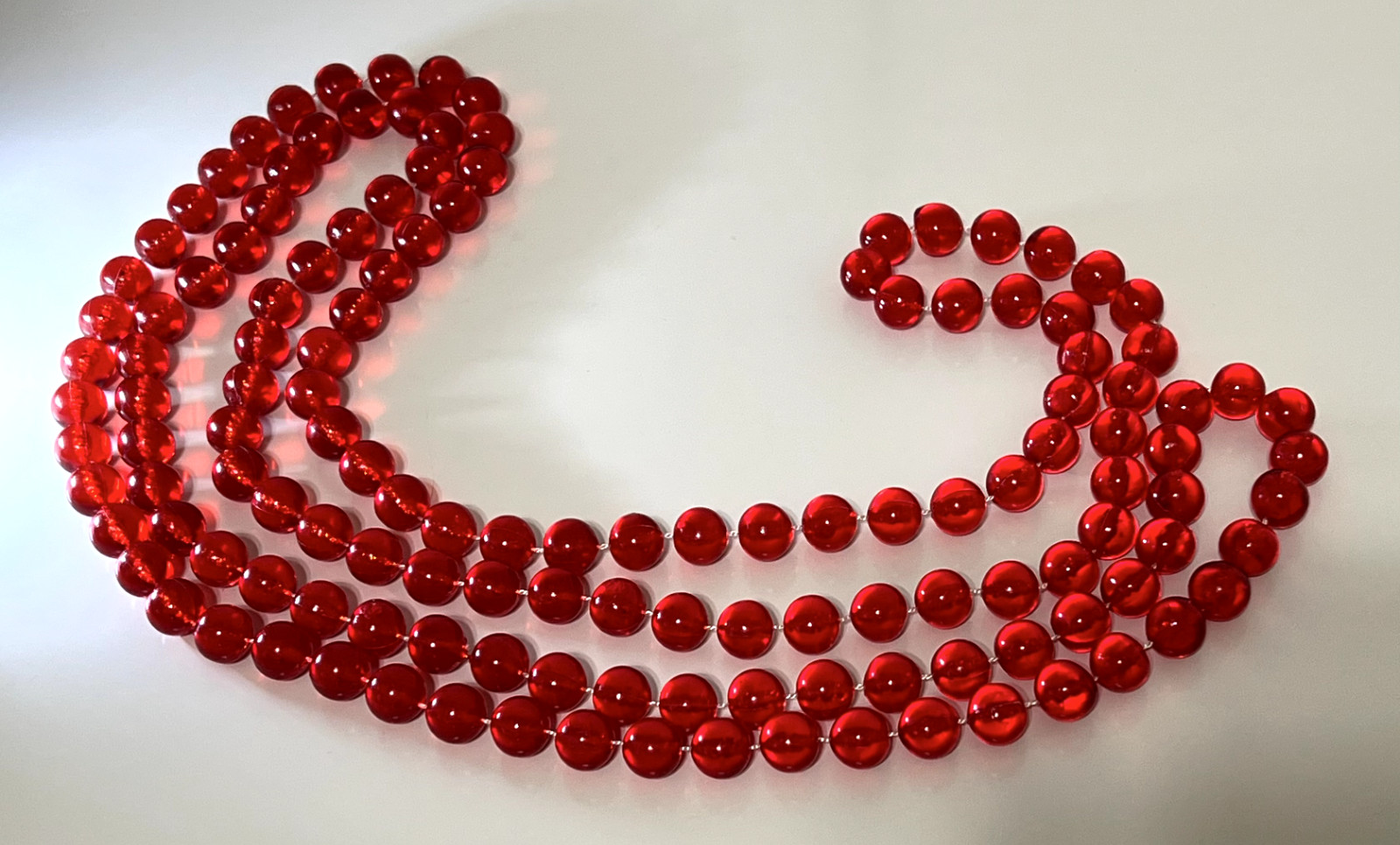 Transparent Ruby Red Acrylic Bead 72” Necklace 12… - image 10