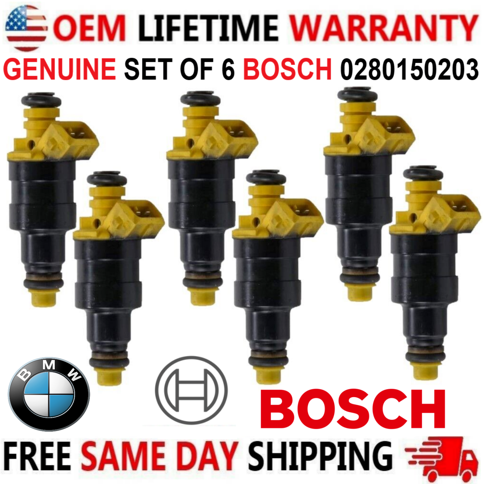 OEM BOSCH x6 Fuel Injectors For 19851987 BMW 535i 635CSi 735i L7 I6