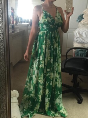 Green Flowy Floral Dress Maxi | eBay