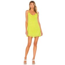 Show Me Your Mumu Suzanna Slip Dress in Lime Sequins Medium Womens Cocktail