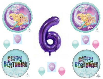 Barbie Mermaid 6th Happy Birthday Party Balloons Decoration
