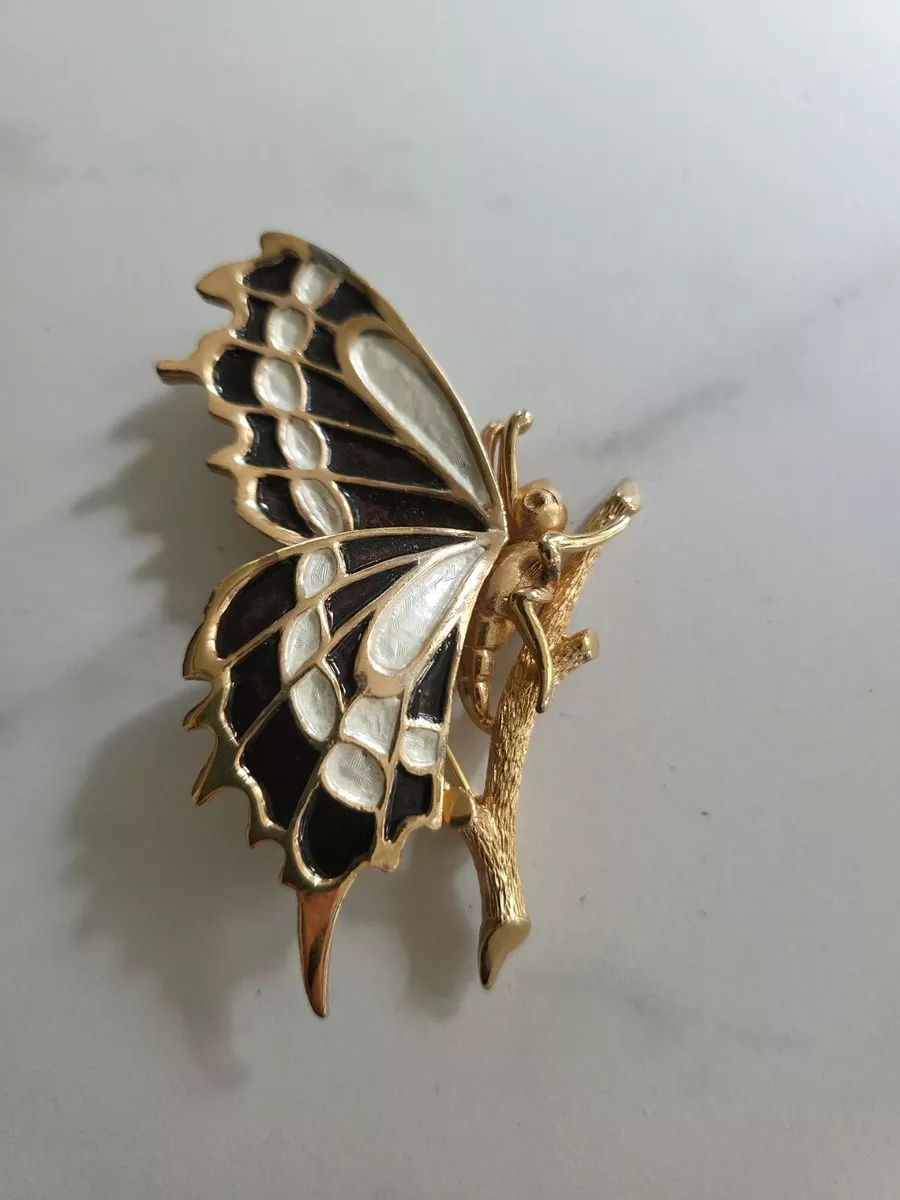 Vintage enamel clearance butterfly brooch
