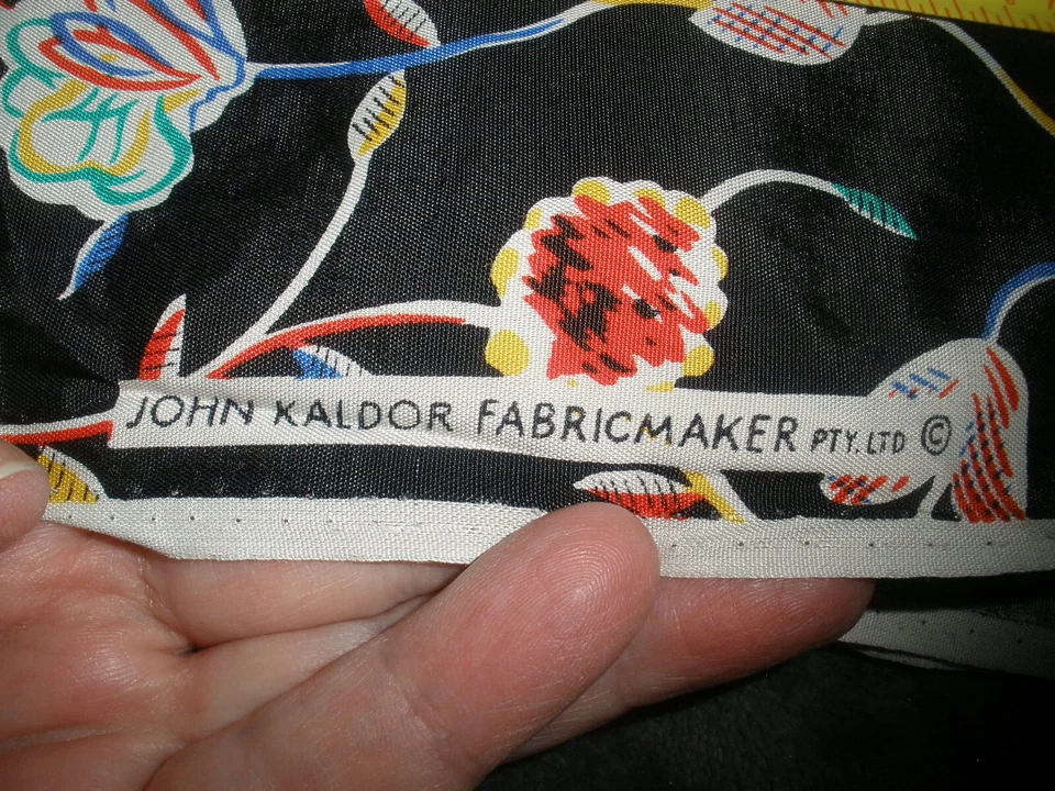 #858 John Kaldor Holiday Fabric Black Blue Flower Vines 42" by 1.5 Yds New - Image 4 of 4