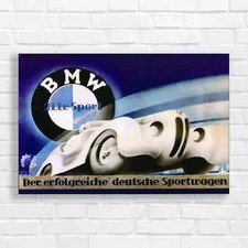 Vintage BMW Sports Car Original Canvas Print Large Picture Wall Art