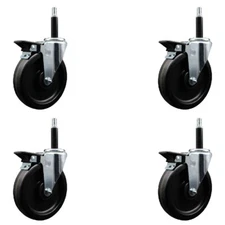 6 Inch Phenolic Swivel 3/4 Inch Expanding Stem Caster Set with Brake SCC