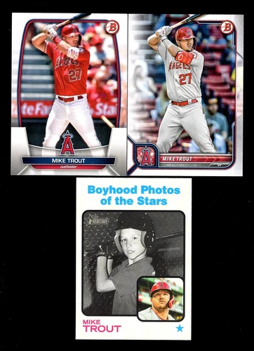 3 CARD LOT OF 2012 2023 BOWMAN #89 #32 2022 TOPPS HERITAGE #341 MIKE TROUT
