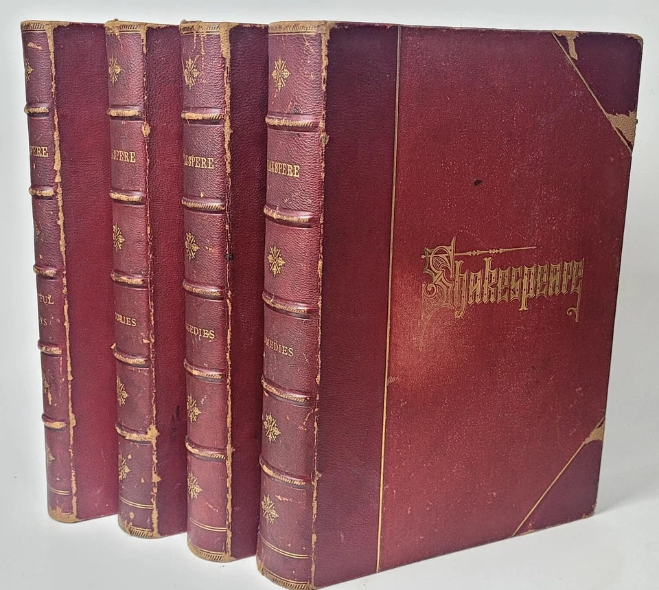 ANTIQUE 1851 COMPLETE WORKS OF WILLIAM SHAKESPEARE Vol 1-4 RARE LONDON PRINT HTF - Imagem 2 de 4