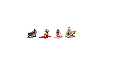 HO Scenic Accents Sun Tanners Chairs Figures Woodland Scenics 1963
