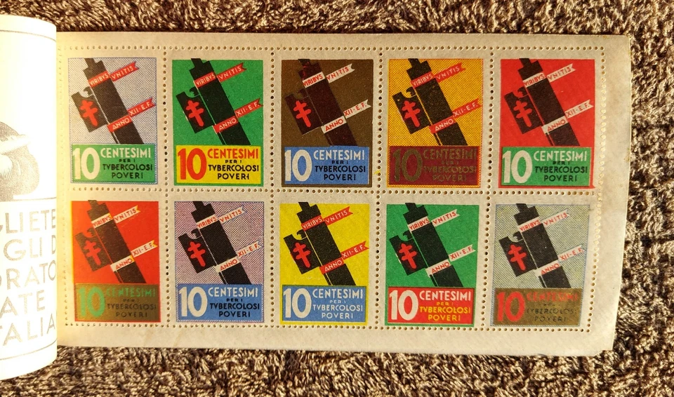 IV CAMPAGNA ANTITUBERCOLARE 1934 LIBRETTO 10 CHIUDILETTERA - Immagine 2 di 3