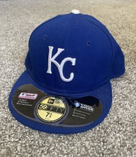 New Era Kansas City Royals Fitted Hat Cap 59Fifty Cool Base Blue MLB Size 7 5/8