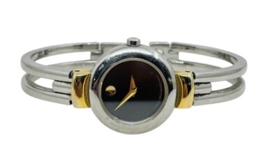 Movado Harmony 2 tone watch Movado Harmony Two Toned Watch With Black Face And Damonds  main image 3