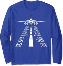 Phonetic Alphabet Pilot Airplane Letters Names Cool Long Sleeve T-Shirt