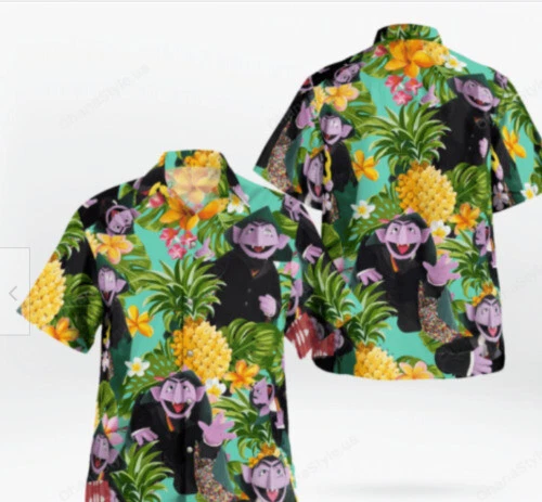 The Muppet Count Von Count Pineapple Tropical 3D HAWAII SHIRT