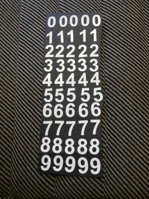 50 X 2" (50mm) Alto Blanco Pegajoso Números VInyl, 0-9 5 de cada número, menús